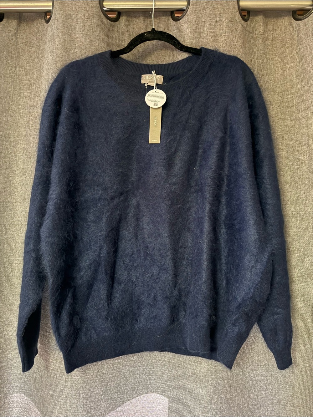 J. Crew Brushed Cashmere Navy Fuzzy Mohair-Blend Crewneck Sweater